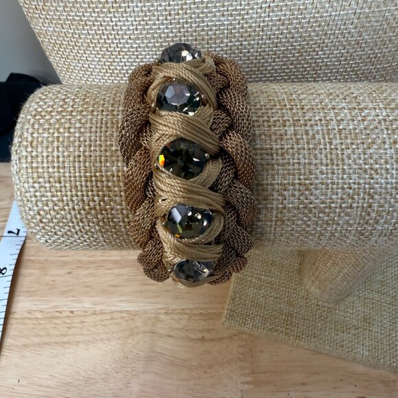 Braided Gold-Tone Magnetic Bracelet With Clear Crystal Accents Banana Republic - Picture 3 of 13